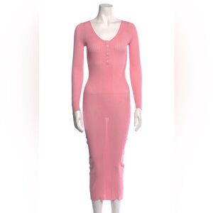 Self-Portrait Pink Fine Knit Midi Dress